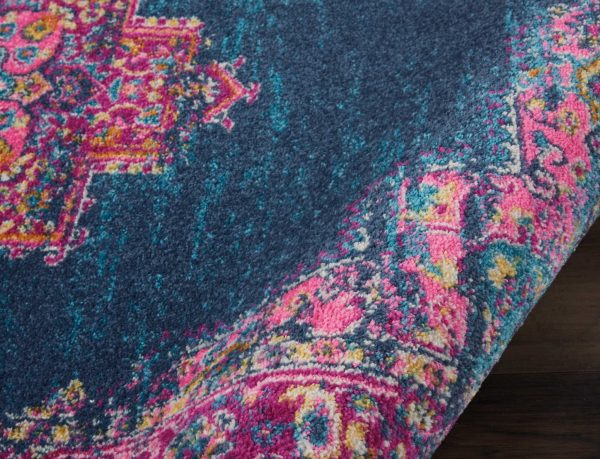 4?x 6?Blue and Pink Medallion Area Rug - Image 3