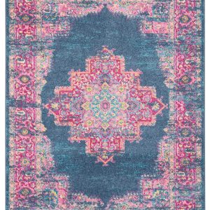 5?x 7?Blue and Pink Medallion Area Rug