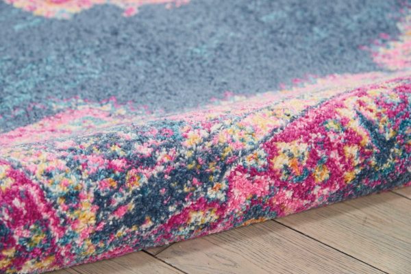 5?x 7?Blue and Pink Medallion Area Rug - Image 3