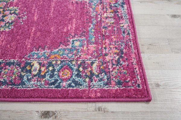 2?x 8?Fuchsia and Blue Distressed Runner Rug - Image 5