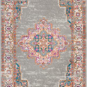 4?x 6?Gray and Gold Medallion Area Rug