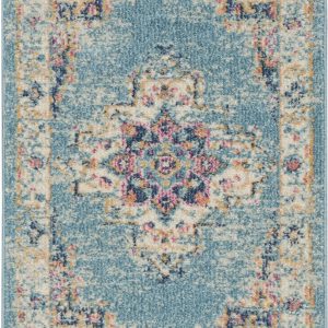2抶3?Light Blue Distressed Medallion Scatter Rug