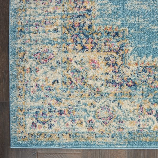 2抶6?Light Blue Distressed Medallion Runner Rug - Image 2