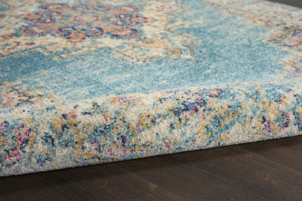 2抶6?Light Blue Distressed Medallion Runner Rug - Image 3