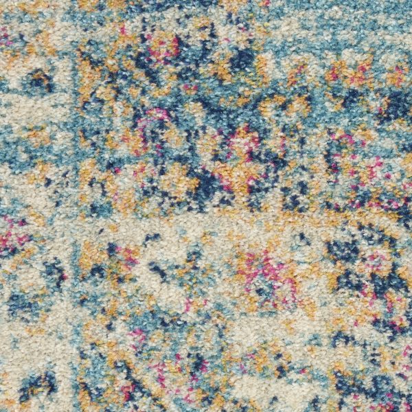 2?x 10?Light Blue Distressed Medallion Runner Rug - Image 5