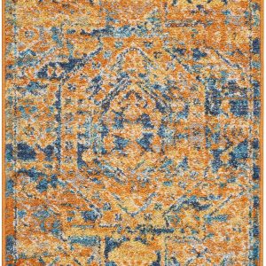 2?x 3?Gold and Blue Antique Scatter Rug