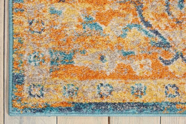 4?x 6?Gold and Blue Antique Area Rug - Image 2