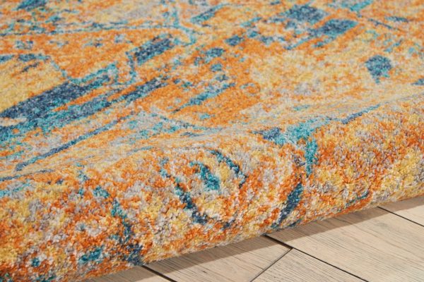 5?x 7?Gold and Blue Antique Area Rug - Image 3