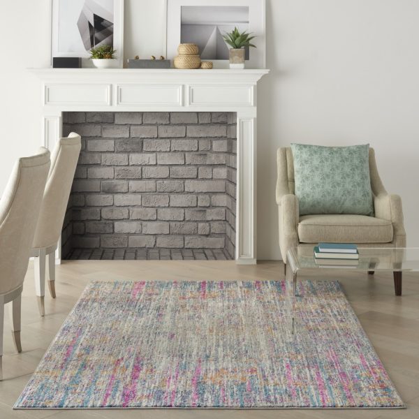 4?x 6?Ivory Abstract Striations Area Rug - Image 3