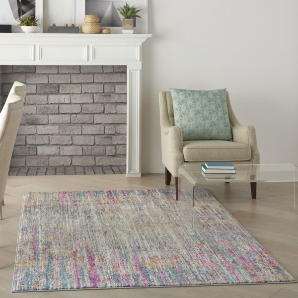 4?x 6?Ivory Abstract Striations Area Rug - Image 5