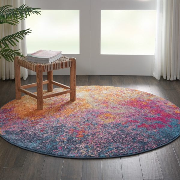 4?Round Abstract Brights Sunburst Area Rug - Image 4