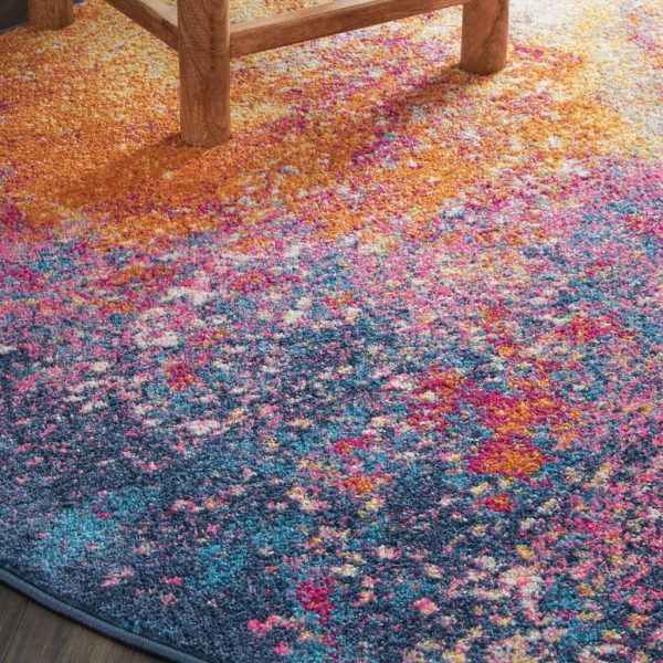 4?Round Abstract Brights Sunburst Area Rug - Image 5