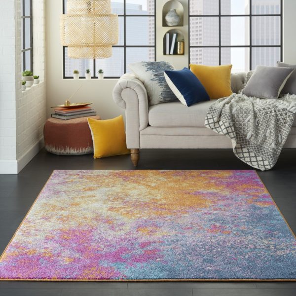 5?x 7?Abstract Brights Sunburst Area Rug - Image 4