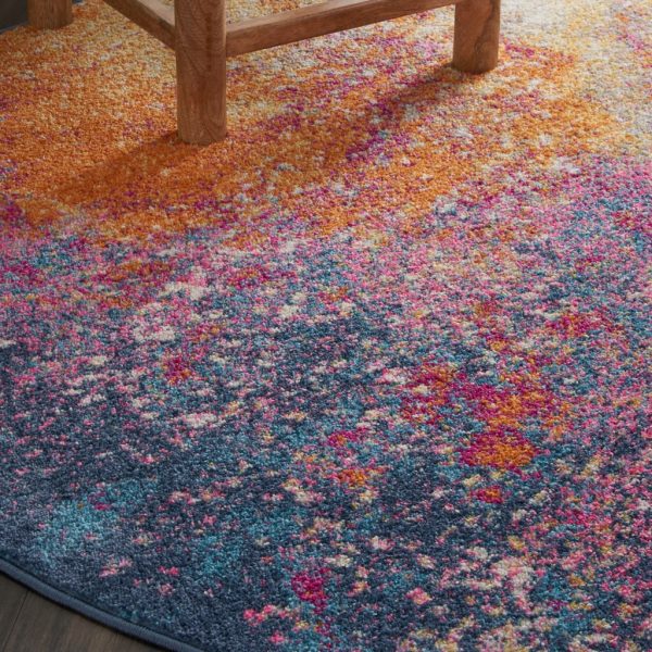 5?Round Abstract Brights Sunburst Area Rug - Image 5