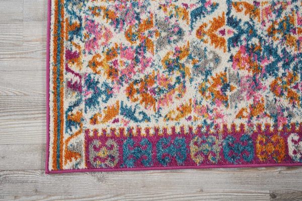 2?x 6?Ivory and Magenta Tribal Pattern Runner Rug - Image 2