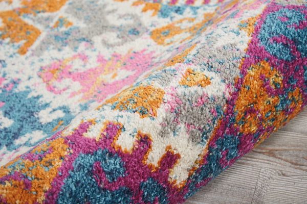2?x 8?Ivory and Magenta Tribal Pattern Runner Rug - Image 3