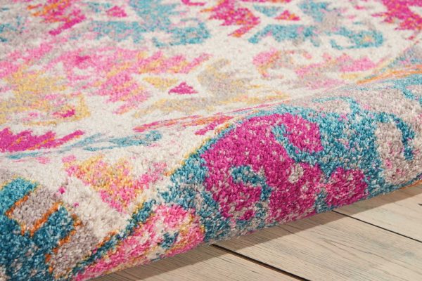 4?x 6?Ivory and Magenta Tribal Pattern Area Rug - Image 3