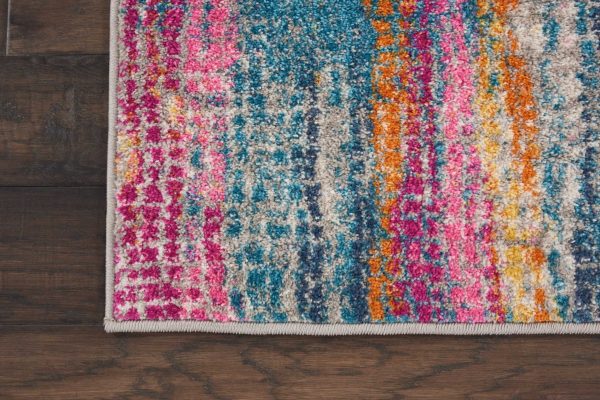 2?x 6?Gray Colorful Abstract Stripes Runner Rug - Image 2