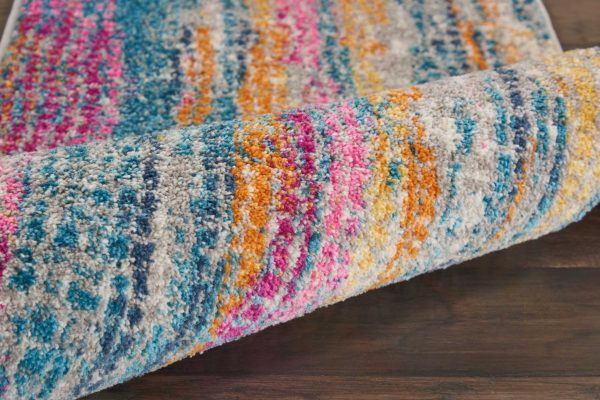 2?x 6?Gray Colorful Abstract Stripes Runner Rug - Image 3