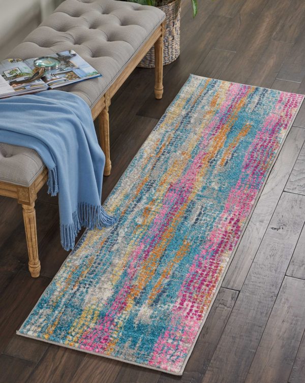 2?x 6?Gray Colorful Abstract Stripes Runner Rug - Image 4