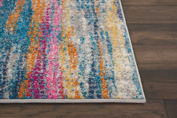 2?x 6?Gray Colorful Abstract Stripes Runner Rug - Image 5