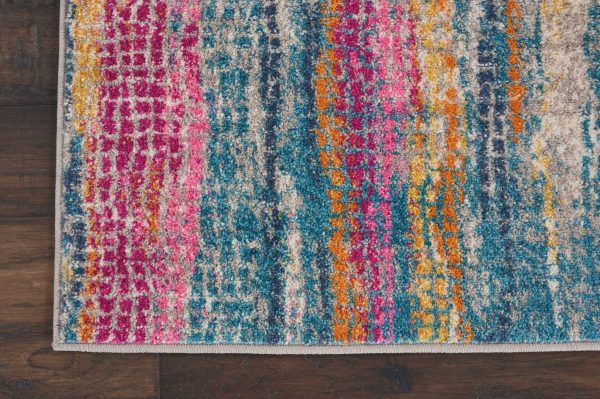 2?x 8?Gray Colorful Abstract Stripes Runner Rug - Image 2