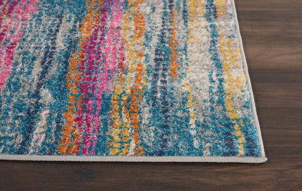 2?x 8?Gray Colorful Abstract Stripes Runner Rug - Image 5