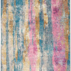 5?x 7?Gray Colorful Abstract Stripes Area Rug