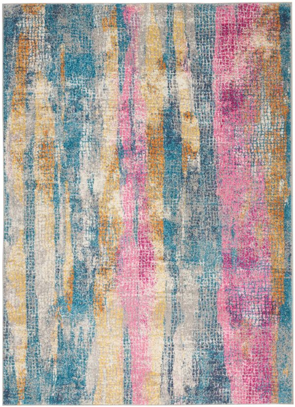 5?x 7?Gray Colorful Abstract Stripes Area Rug