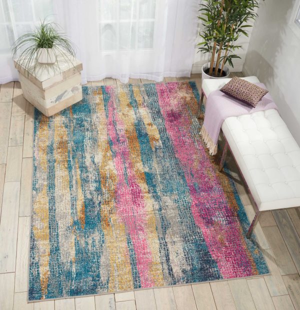 5?x 7?Gray Colorful Abstract Stripes Area Rug - Image 4