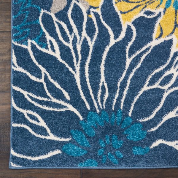2?x 10?Blue Tropical Flower Runner Rug - Image 2