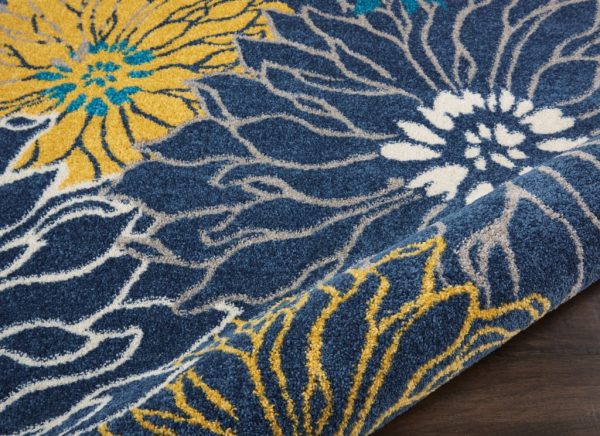 2?x 10?Blue Tropical Flower Runner Rug - Image 3