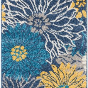 2?x 3?Blue Tropical Flower Scatter Rug
