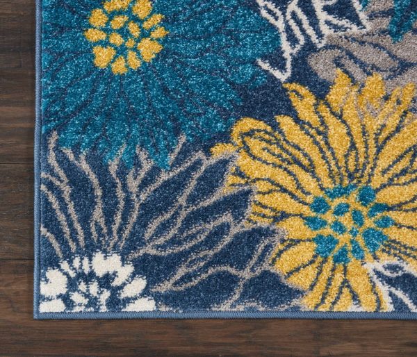 2?x 3?Blue Tropical Flower Scatter Rug - Image 2