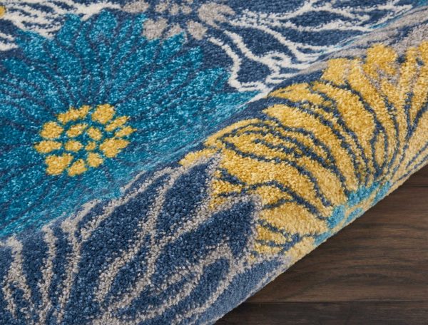 2?x 3?Blue Tropical Flower Scatter Rug - Image 3