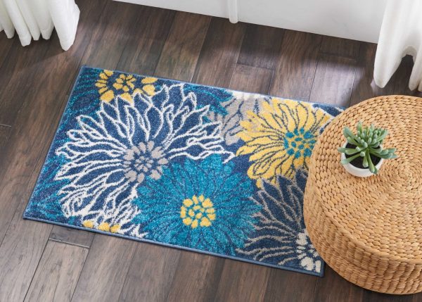 2?x 3?Blue Tropical Flower Scatter Rug - Image 4