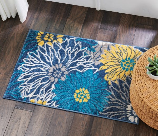 2?x 3?Blue Tropical Flower Scatter Rug - Image 5