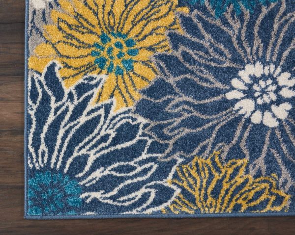 2?x 8?Blue Tropical Flower Runner Rug - Image 2