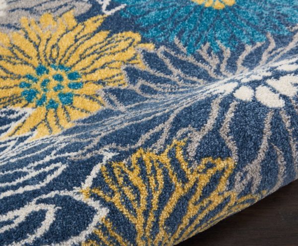 2?x 8?Blue Tropical Flower Runner Rug - Image 3