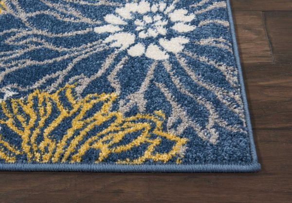 2?x 8?Blue Tropical Flower Runner Rug - Image 5