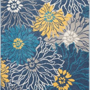 4?x 6?Blue Tropical Flower Area Rug