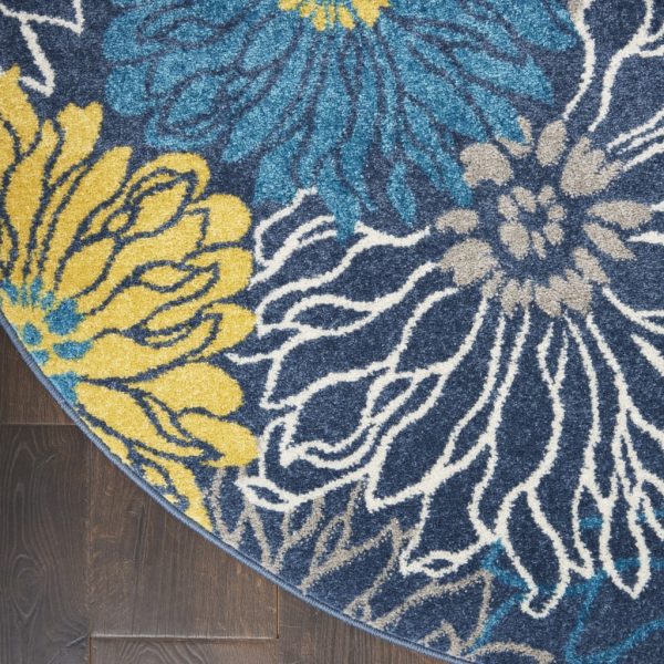 4?Round Blue Tropical Flower Area Rug - Image 2