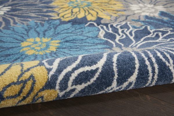 4?Round Blue Tropical Flower Area Rug - Image 3