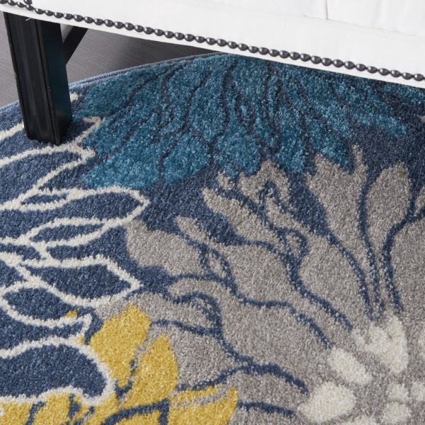 4?Round Blue Tropical Flower Area Rug - Image 5