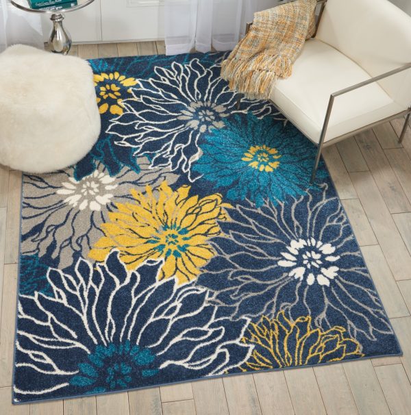 5?x 7?Blue Tropical Flower Area Rug - Image 5