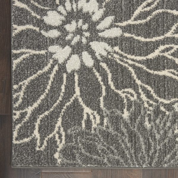 2?x 3?Charcoal and Blue Big Flower Scatter Rug - Image 2