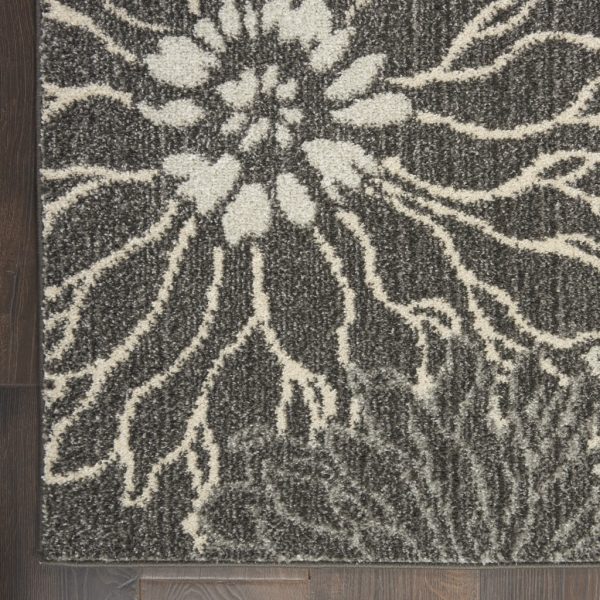 4?x 6?Charcoal and Blue Big Flower Area Rug - Image 2