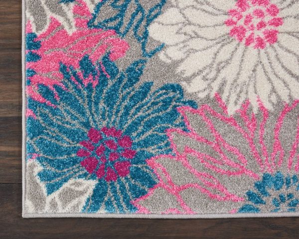 2?x 3?Gray and Pink Tropical Flower Scatter Rug - Image 2