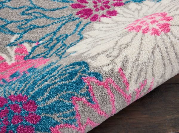 2?x 3?Gray and Pink Tropical Flower Scatter Rug - Image 3