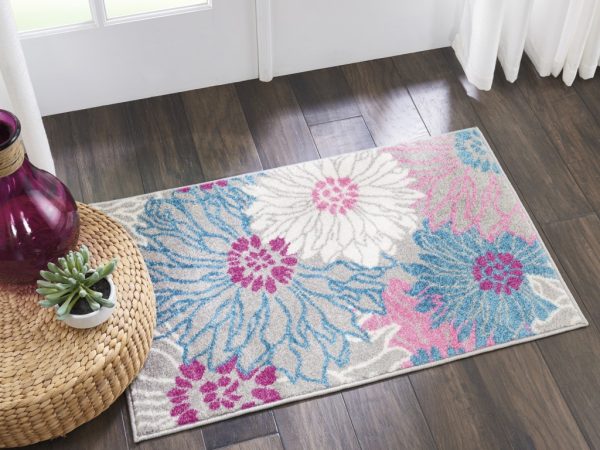 2?x 3?Gray and Pink Tropical Flower Scatter Rug - Image 5
